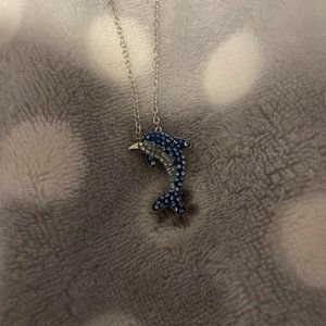 DOLPHIN Crystal Pendant Necklaces 925 sterling silver